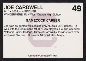 1991 Collegiate Collection South Carolina Gamecocks #49 Joe Cardwell Back