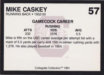 1991 Collegiate Collection South Carolina Gamecocks #57 Mike Caskey Back