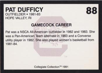 1991 Collegiate Collection South Carolina Gamecocks #88 Pat Dufficy Back