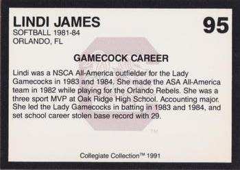 1991 Collegiate Collection South Carolina Gamecocks #95 Lindi James Back