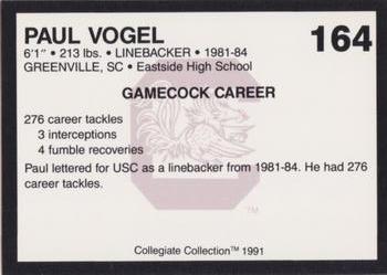 1991 Collegiate Collection South Carolina Gamecocks #164 Paul Vogel Back