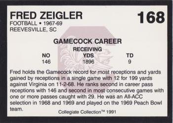 1991 Collegiate Collection South Carolina Gamecocks #168 Fred Zeigler Back