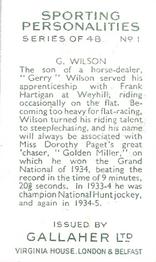 1936 Gallaher Sporting Personalities #1 Gerry Wilson Back