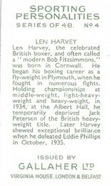 1936 Gallaher Sporting Personalities #4 Len Harvey Back