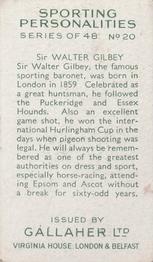 1936 Gallaher Sporting Personalities #20 Sir Walter Gilbey Back