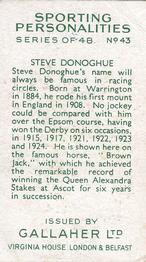 1936 Gallaher Sporting Personalities #43 Steve Donoghue Back