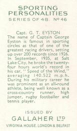 1936 Gallaher Sporting Personalities #46 Captain G.E.T. Eyston Back