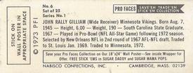 1974 Nabisco Sugar Daddy Pro Faces #6 John Gilliam Back