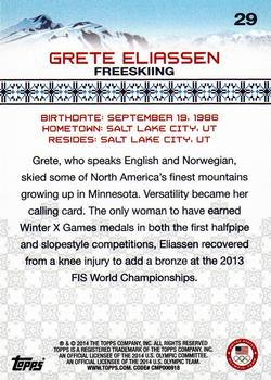 2014 Topps U.S. Olympic & Paralympic Team & Hopefuls #29 Grete Eliassen Back