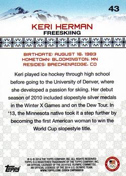 2014 Topps U.S. Olympic & Paralympic Team & Hopefuls #43 Keri Herman Back