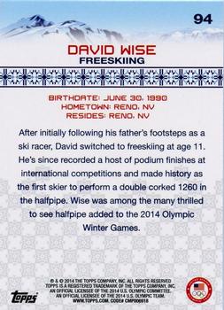 2014 Topps U.S. Olympic & Paralympic Team & Hopefuls #94 David Wise Back