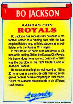 1990 Legends Sports Memorabilia #3 Bo Jackson Back