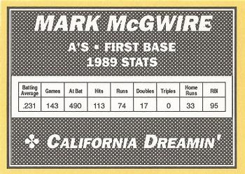 1990 California Dreamin' (unlicensed) #NNO Mark McGwire Back