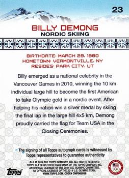 2014 Topps U.S. Olympic & Paralympic Team & Hopefuls - Autographs #23 Billy Demong Back