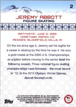 2014 Topps U.S. Olympic & Paralympic Team & Hopefuls - Bronze #2 Jeremy Abbott Back