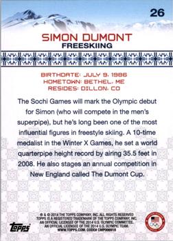 2014 Topps U.S. Olympic & Paralympic Team & Hopefuls - Bronze #26 Simon Dumont Back