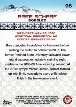 2014 Topps U.S. Olympic & Paralympic Team & Hopefuls - Silver #98 Bree Schaaf Back