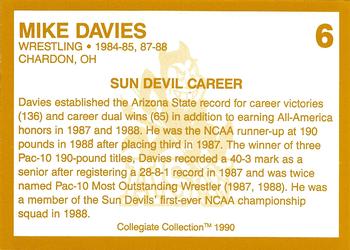 1990-91 Collegiate Collection Arizona State Sun Devils #6 Mike Davies Back