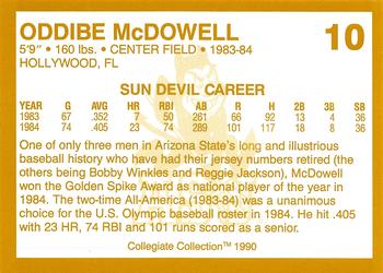 1990-91 Collegiate Collection Arizona State Sun Devils #10 Oddibe McDowell Back