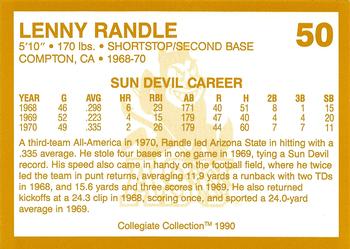 1990-91 Collegiate Collection Arizona State Sun Devils #50 Lenny Randle Back