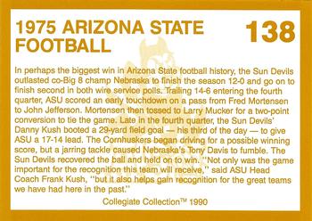 1990-91 Collegiate Collection Arizona State Sun Devils #138 Football Team 1975 Back