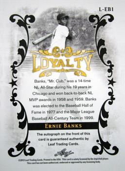 2013 Leaf Sports Heroes - Loyalty Autographs Gold #L-EB1 Ernie Banks Back