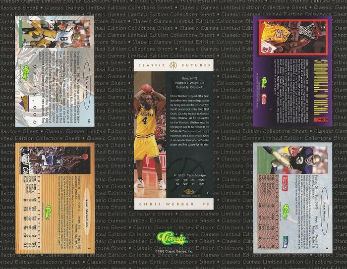 1993 Classic Limited Edition Collector's Sheet #NNO Limited Edition Collector's Sheet Back