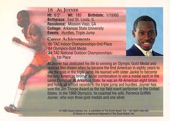 1992 Classic World Class Athletes #18 Al Joyner Back