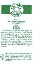 1979 Brooke Bond Olympic Greats #27 Pat McCormick Back