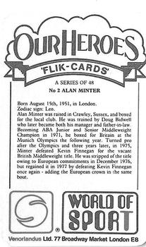1979 Venorlandus World of Sport Flik-Cards Our Heroes #2 Alan Minter Back