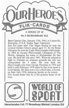 1979 Venorlandus World of Sport Flik-Cards Our Heroes #3 Muhammad Ali Back