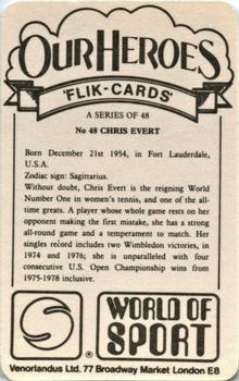 1979 Venorlandus World of Sport Flik-Cards Our Heroes #48 Chris Evert Back