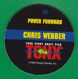 1993 Classic Four Sport - Tonx #43 Chris Webber Back
