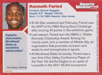 2013 Sports Illustrated for Kids #271 Kenneth Faried Back
