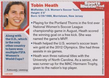 2013 Sports Illustrated for Kids #281 Tobin Heath Back