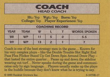 1990-91 Sunkist Wacky Players #NNO Coach Back