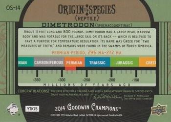 2014 Upper Deck Goodwin Champions - Origin of Species Patches #OS-14 Dimetrodon Back