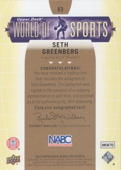 2011 Upper Deck World of Sports - Autographs #83 Seth Greenberg Back