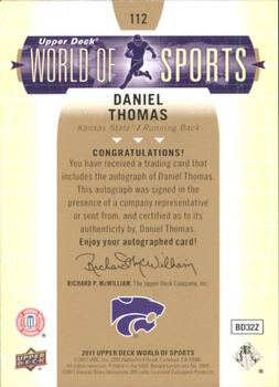 2011 Upper Deck World of Sports - Autographs #112 Daniel Thomas Back
