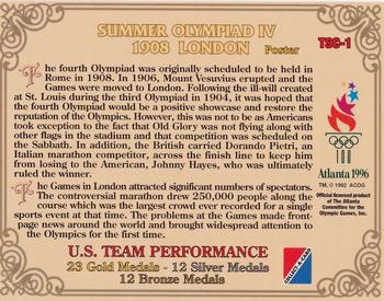 1996 Collect-A-Card Centennial Olympic Games Collection - Oversize Posters #TSC-1 Summer Olympiad IV-1908 London Back