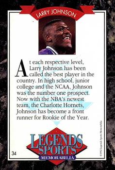 1992 Legends Sports Memorabilia #34 Larry Johnson Back