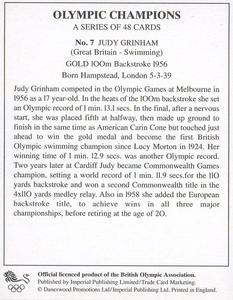 1996 Imperial Publishing Limited Olympic Champions #7 Judy Grinham Back