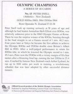 1996 Imperial Publishing Limited Olympic Champions #13 Peter Snell Back