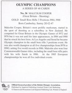1996 Imperial Publishing Limited Olympic Champions #36 Malcolm Cooper Back