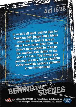 2004 Fleer American Idol Season 3 - Behind-the-Scenes #BS4 Paula Enjoys the Hawaiian Sun Back