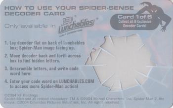 2004 Lunchables Spider-Man 2 #1 Spider-Man Back