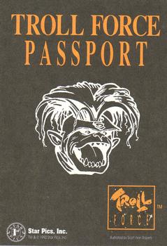1992 Star Pics Troll Force - Stickers #NNO Troll Force Passport Back