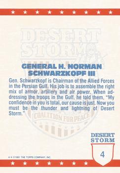 1991 Topps Desert Storm Glossy #4 H. Norman Schwarzkopf Back