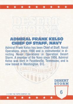 1991 Topps Desert Storm Glossy #6 Frank Kelso Back