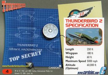 2001 Cards Inc. Thunderbirds Premium #4 Thunderbird 2 Back